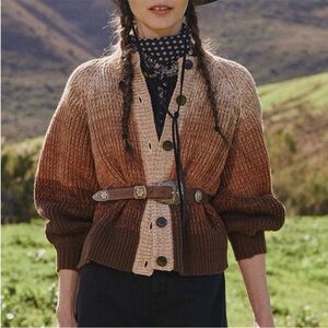 The Great Dusk Brown Ombre Gradient Cardigan Small Size 1